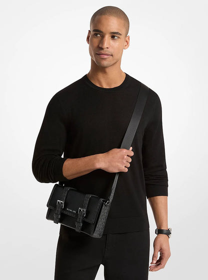 Cooper Pebbled Leather and Signature Logo Trunk Crossbody Bag Black Black