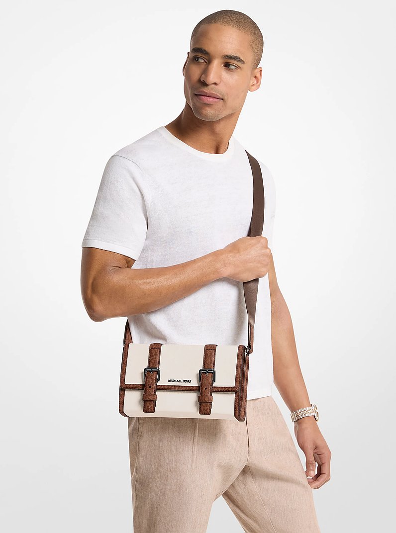 Cooper Pebbled Leather and Signature Logo Trunk Crossbody Bag Lt Crm-Lugg Lt Crm-Lugg