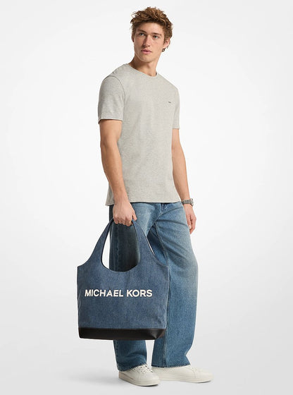 Cooper Medium Denim Tote Bag Dk Vt Bluwsh Dk Vt Bluwsh