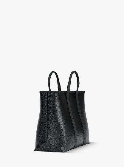Cooper Medium Pebbled Leather and Signature Logo Tote Bag Black Black