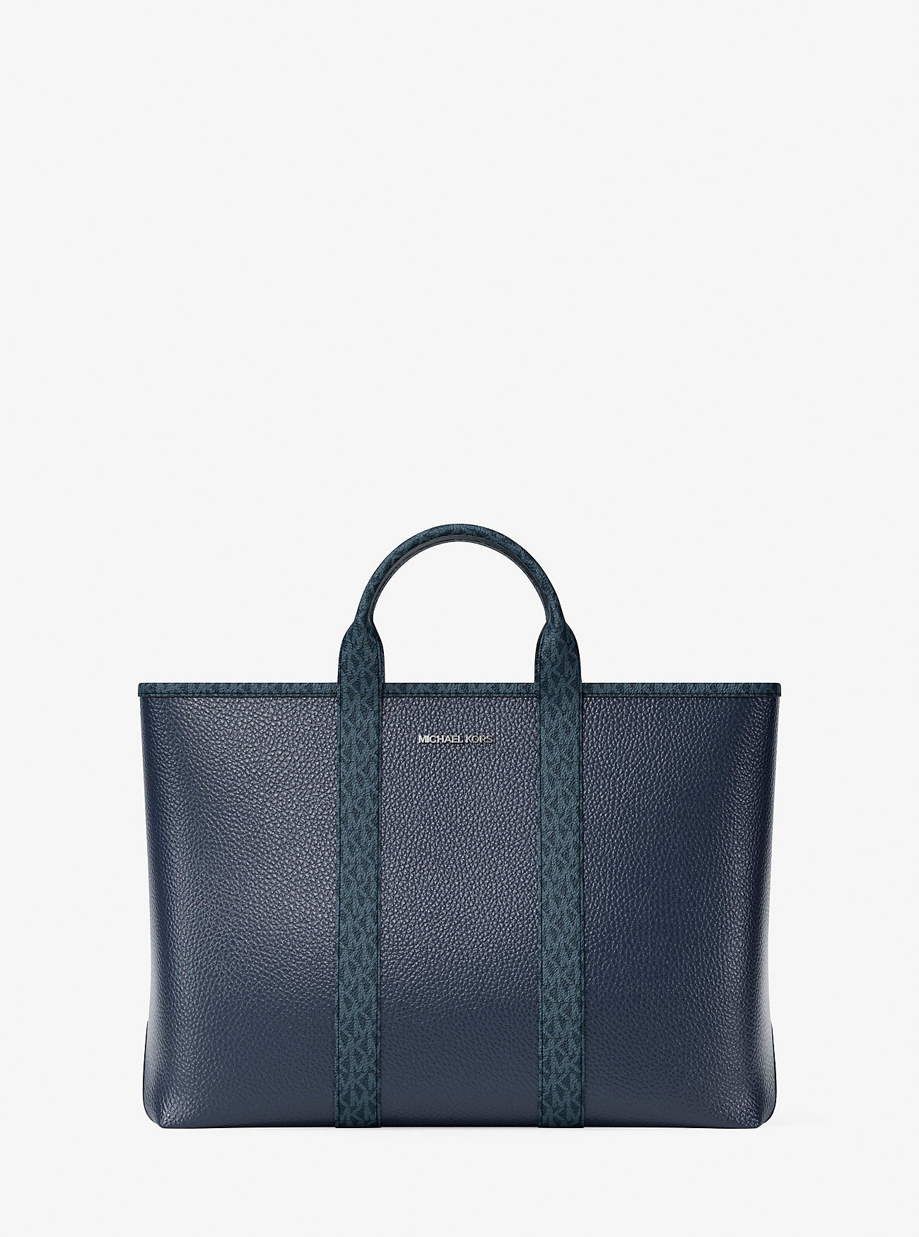 Cooper Medium Pebbled Leather and Signature Logo Tote Bag Navy Navy