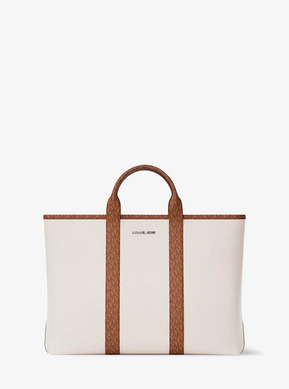 Cooper Medium Pebbled Leather and Signature Logo Tote Bag Lt Crm-Lugg Lt Crm-Lugg