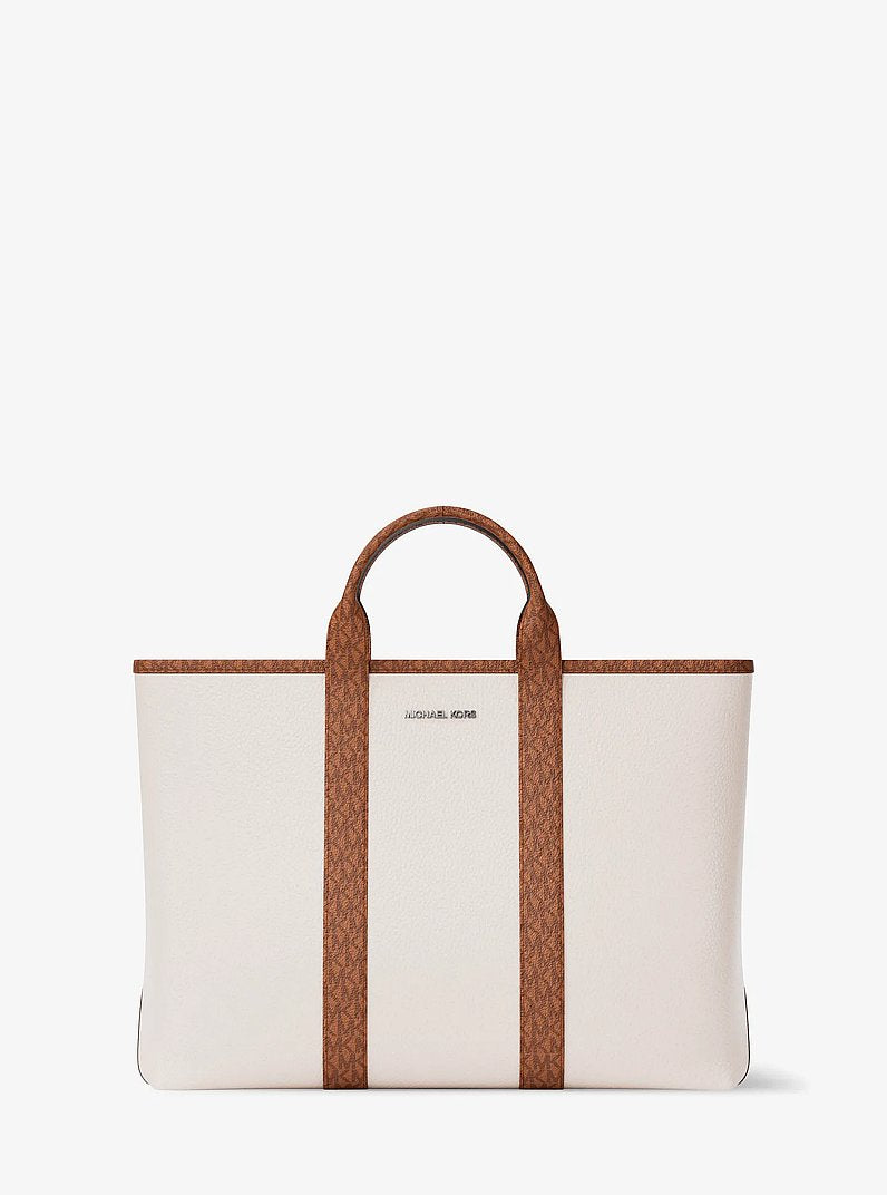 Cooper Medium Pebbled Leather and Signature Logo Tote Bag Lt Crm-Lugg Lt Crm-Lugg