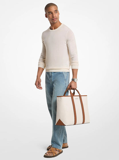 Cooper Medium Pebbled Leather and Signature Logo Tote Bag Lt Crm-Lugg Lt Crm-Lugg