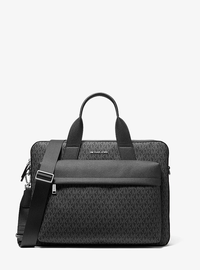 Pacey Medium Signature Logo Pocket Briefcase Black Black