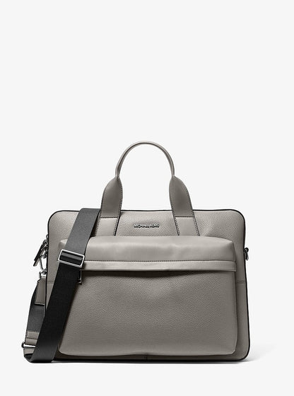 Pacey Medium Pebbled Leather Pocket Briefcase Pearl Grey Pearl Grey