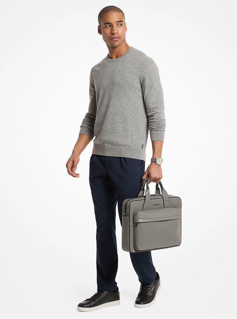 Pacey Medium Pebbled Leather Pocket Briefcase Pearl Grey Pearl Grey
