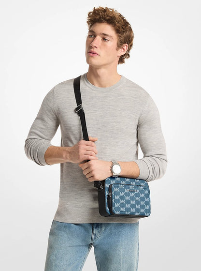Cooper Logo Jacquard Denim Flight Bag Medium Blue Wash Medium Blue Wash