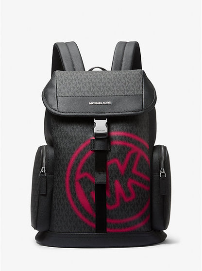 Micheal Kors Cooper Embellished Signature Logo City Backpack Dk Raspberry