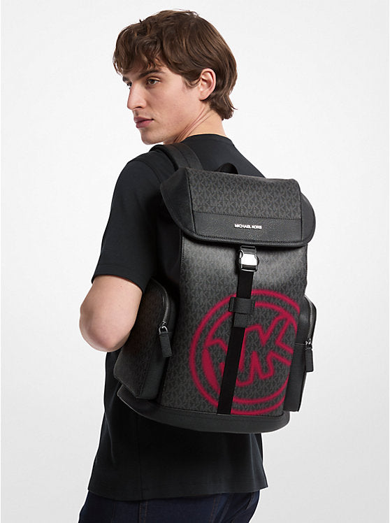 Micheal Kors Cooper Embellished Signature Logo City Backpack Dk Raspberry Dk Raspberry