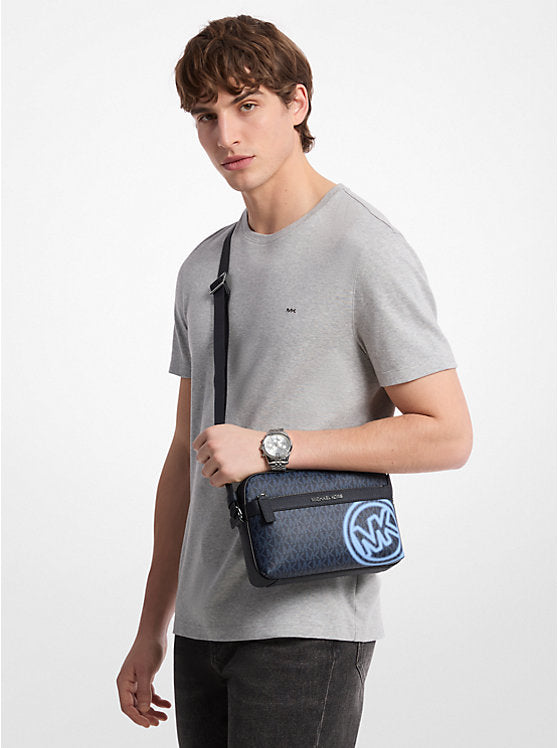 Cooper Embellished Signature Logo Utility Crossbody Bag Light Sky