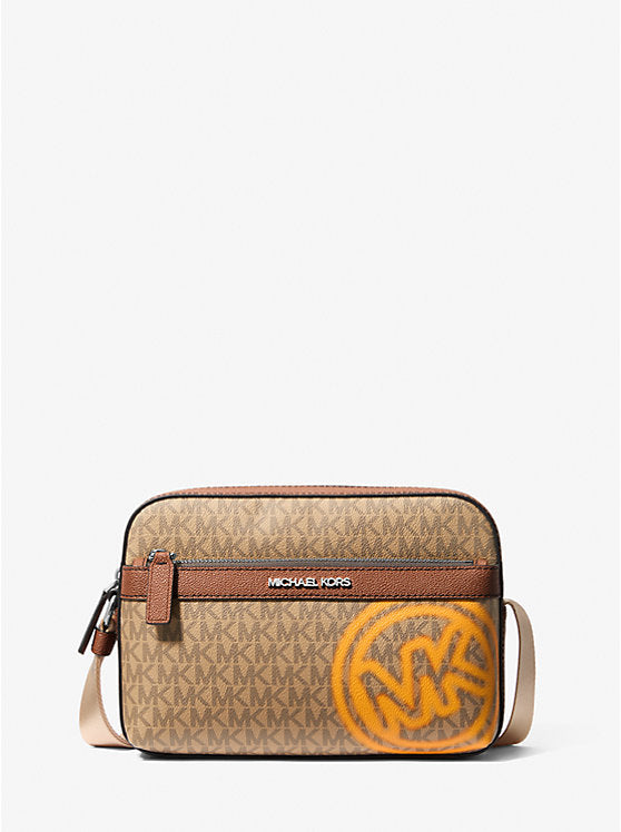 Micheal Kors Cooper Embellished Signature Logo Utility Crossbody Bag Pop Orange