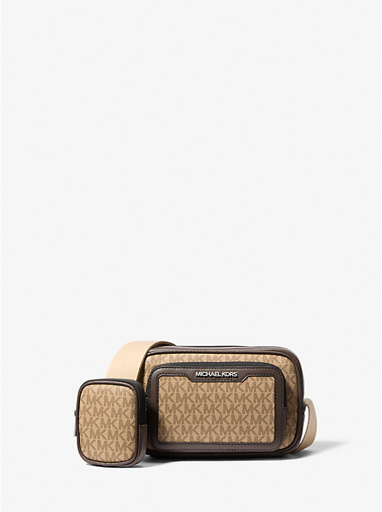Micheal Kors Cooper Signature Logo Camera Crossbody Bag With Pouch Camel