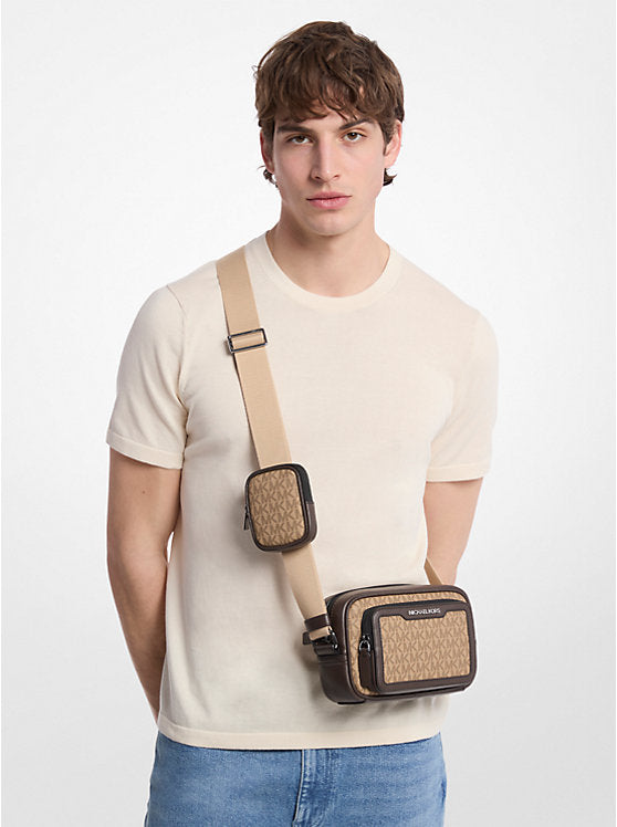 Cooper Signature Logo Camera Crossbody Bag With Pouch Camel