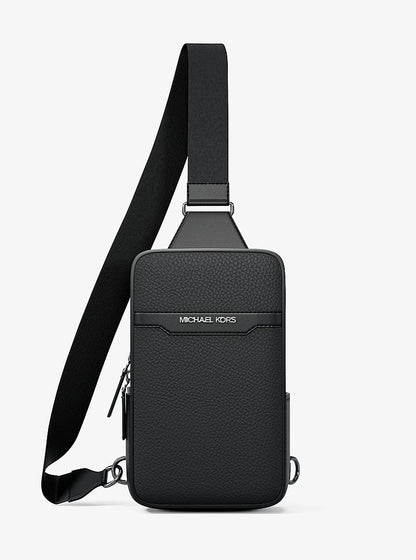 Cooper Medium Pebbled Leather Sling Pack Black Black