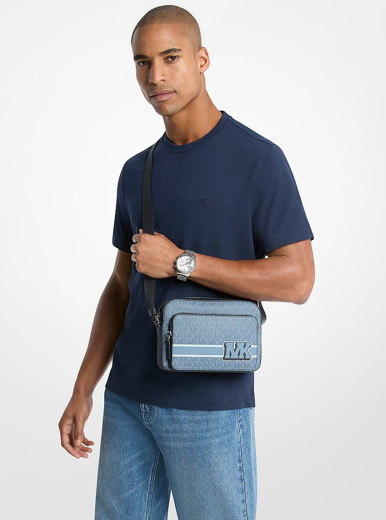Cooper Embellished Signature Logo Flight Bag Denim Denim