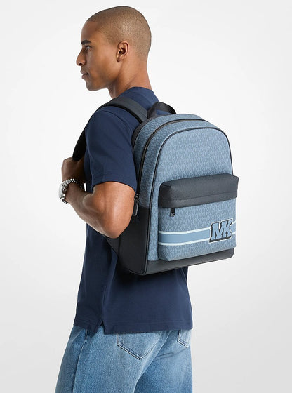 Pacey Embellished Striped Signature Logo Backpack Denim Denim