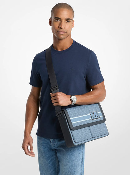 Pacey Embellished Signature Logo Messenger Bag Denim Denim