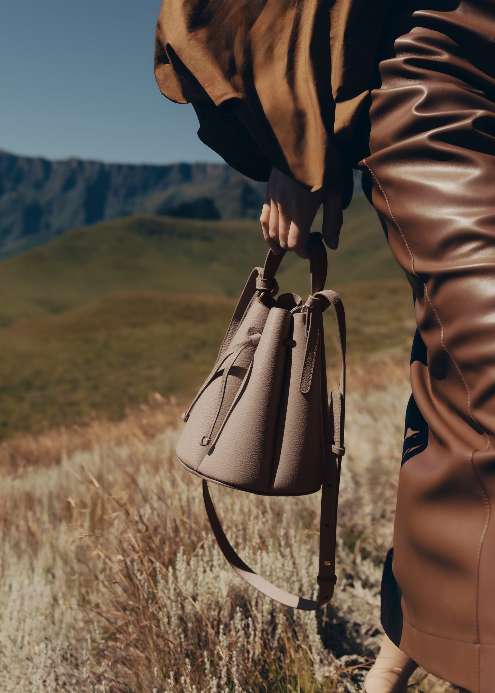 Polene Numero Huit Mini Textured Taupe India | Kicks Machine
