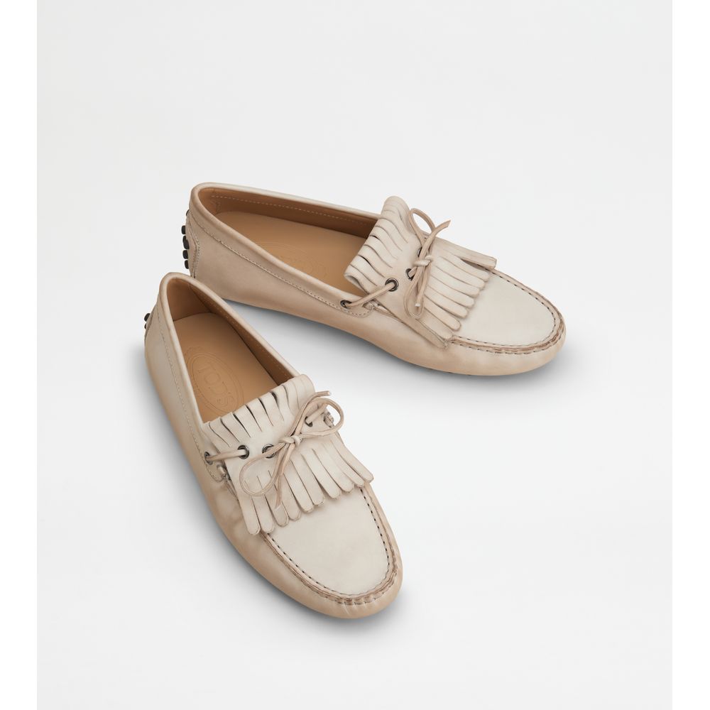 Tods Gommino Driving Shoes In Leather White Mens