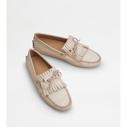 Tods Gommino Driving Shoes In Leather White Mens