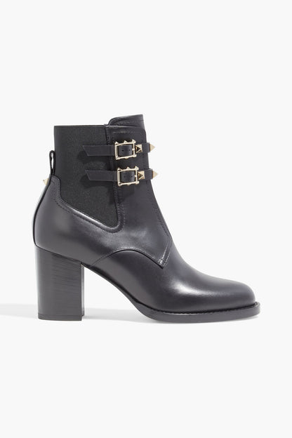 Valentino Garavani Rockstud Leather Ankle Boots Black Women's