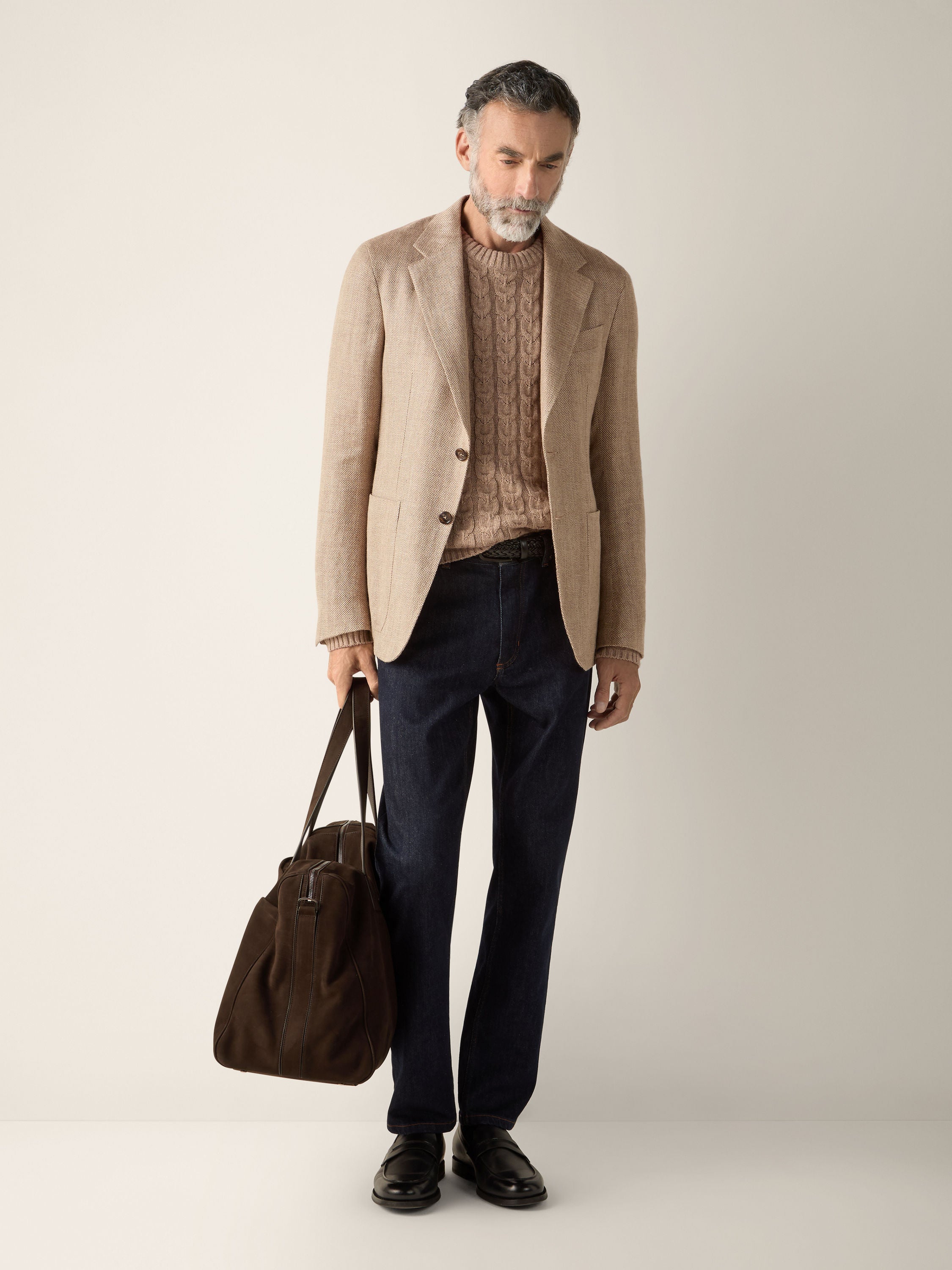 Zegna Beige Silk And Linen Jacket