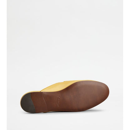 Tods Mules In Leather Yellow Womens