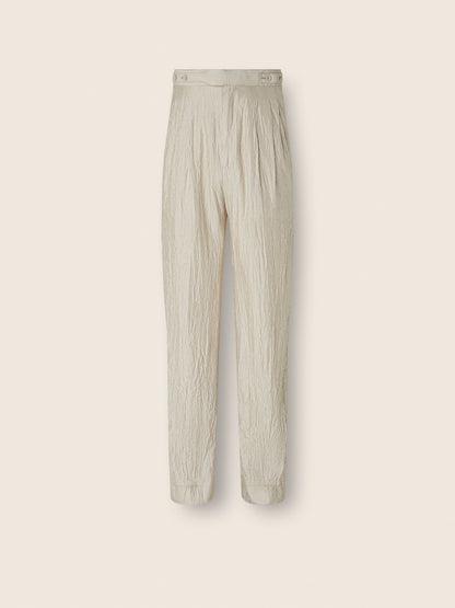 Zegna White And Light Grey Silk Pants