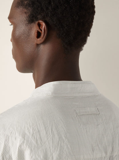 Zegna White And Grey Striped Silk Shirt