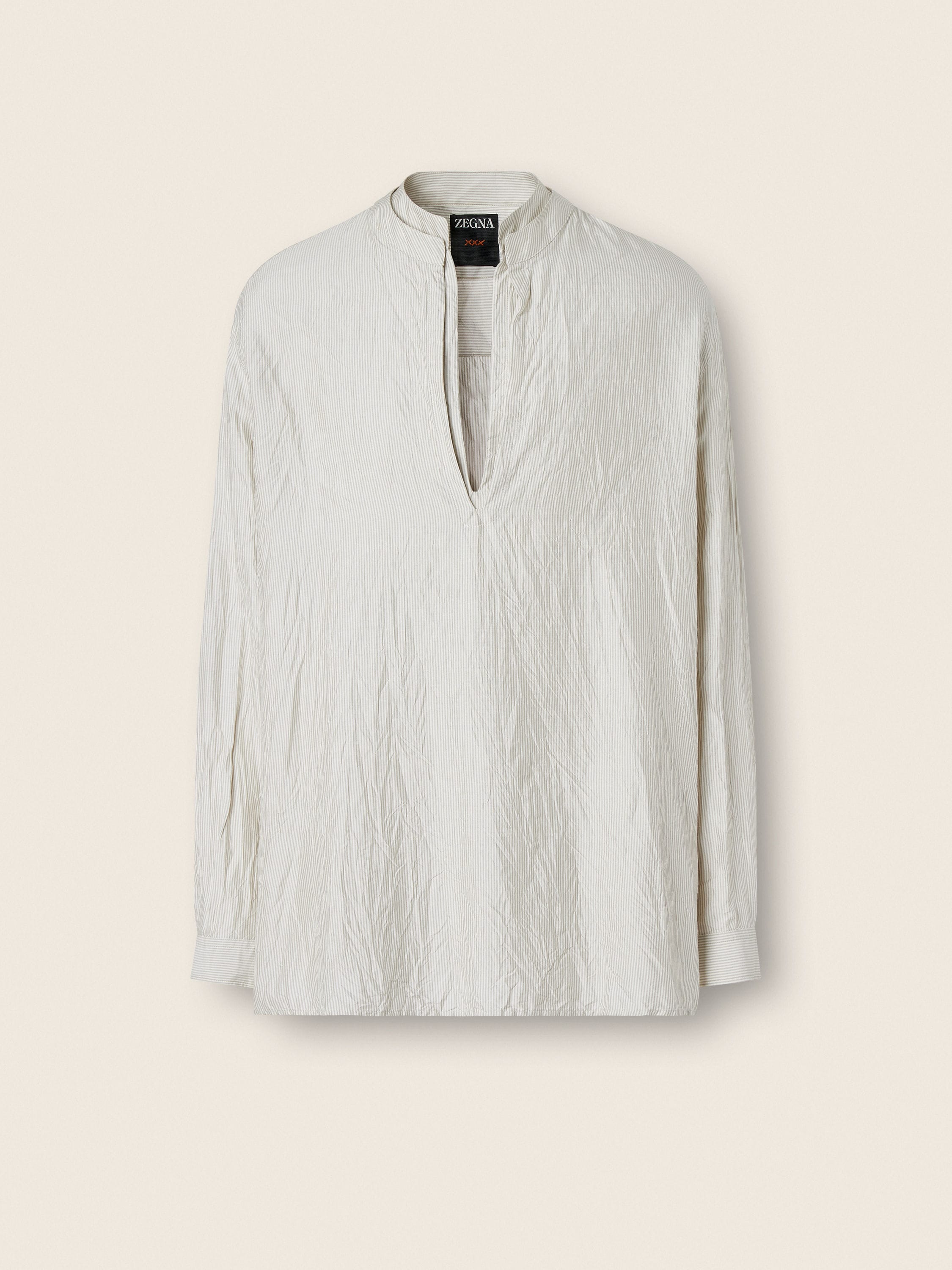 Zegna White And Grey Striped Silk Shirt