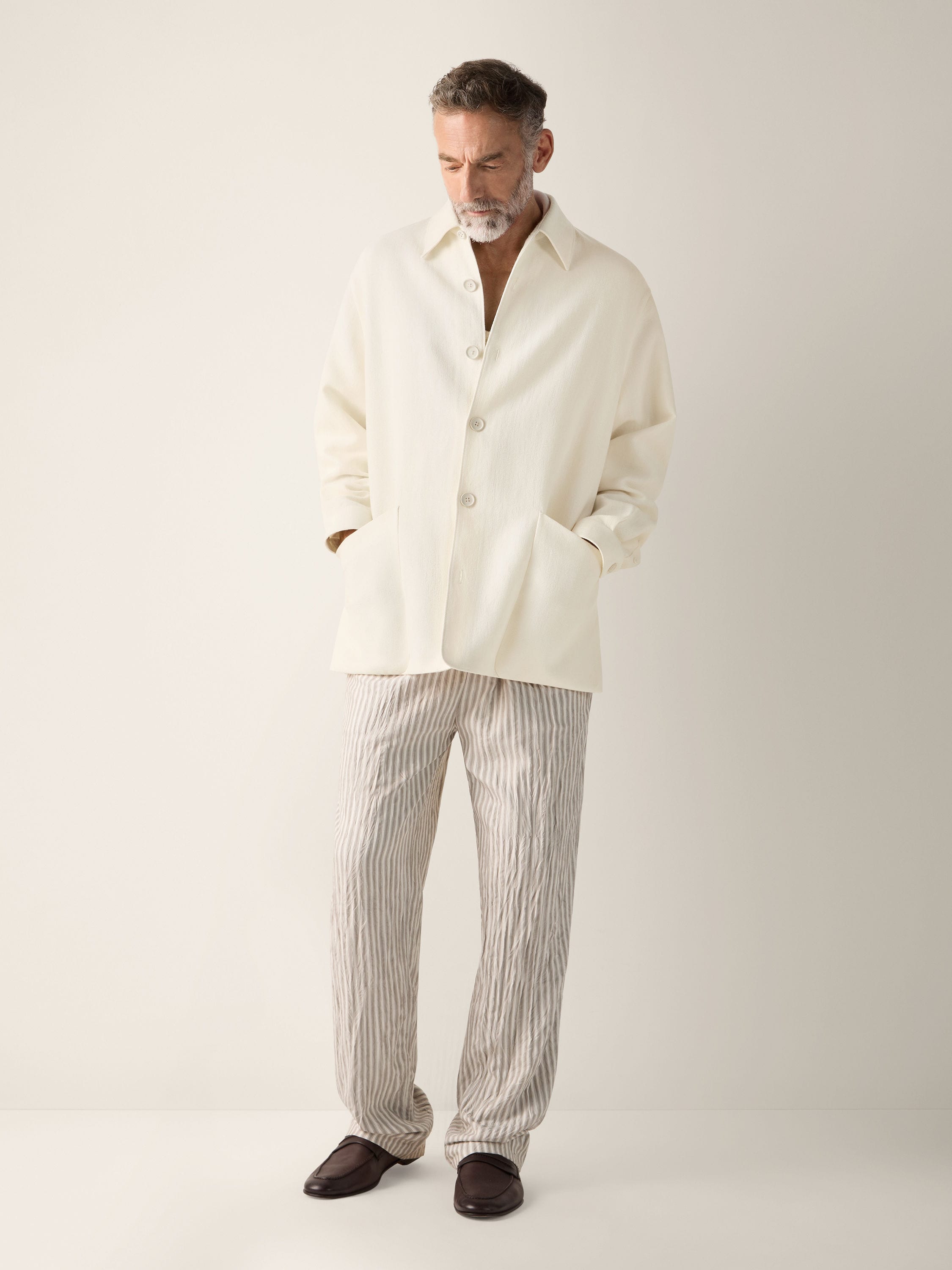 Zegna White Wool And Linen Overshirt