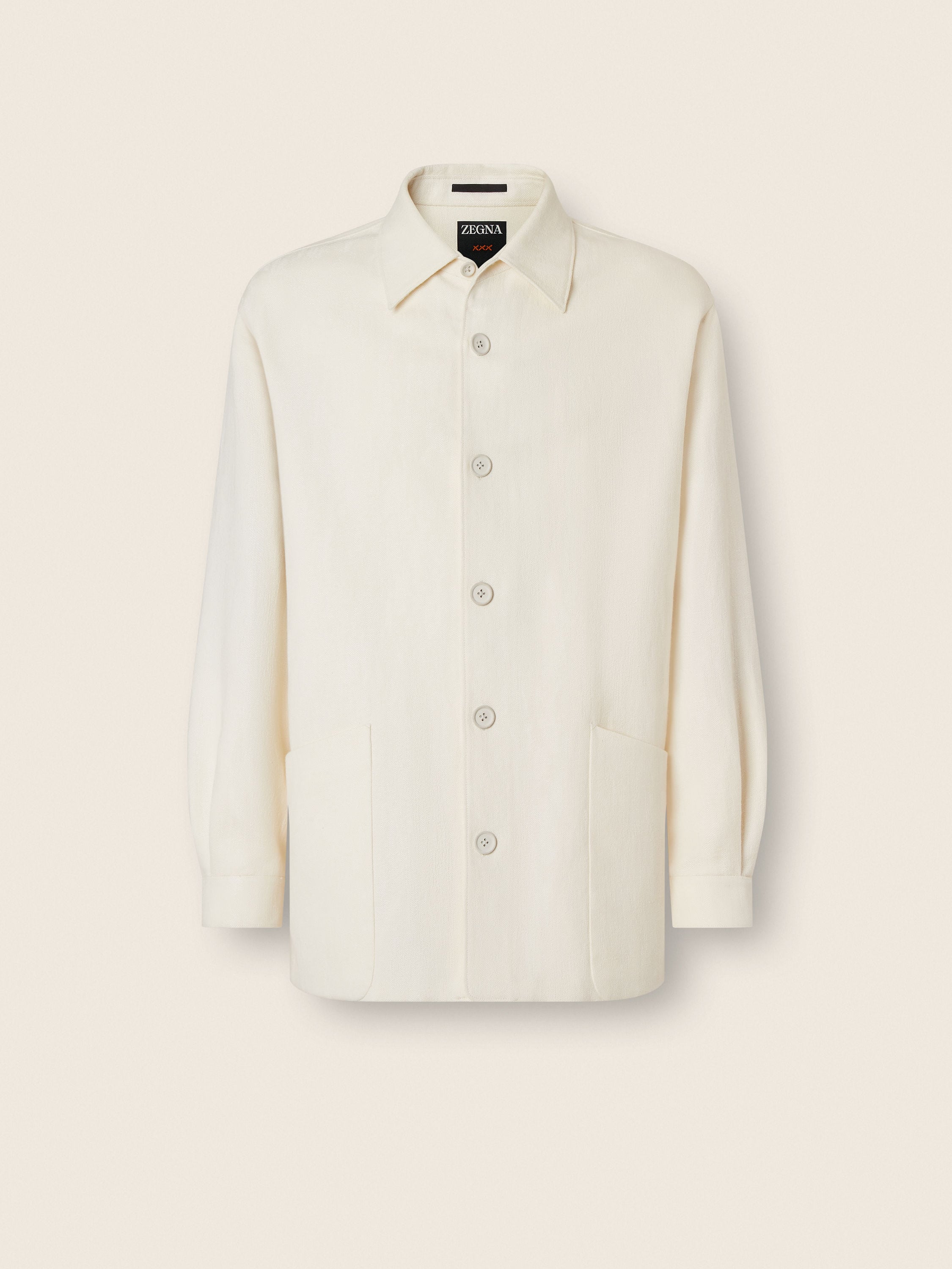 Zegna White Wool And Linen Overshirt
