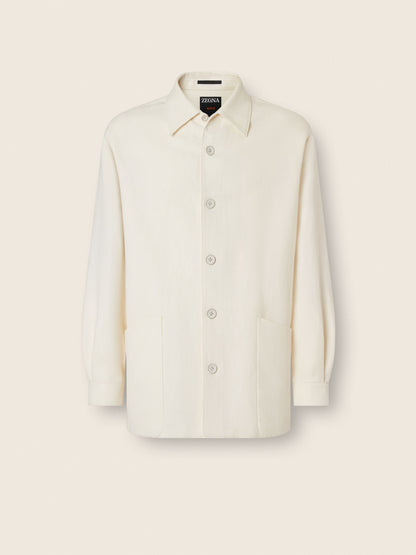 Zegna White Wool And Linen Overshirt
