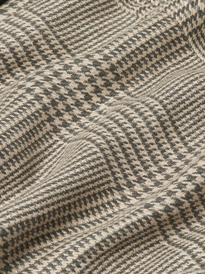 Zegna Olive Green And White Prince Of Wales Crossover Linen Wool And Silk Shirt