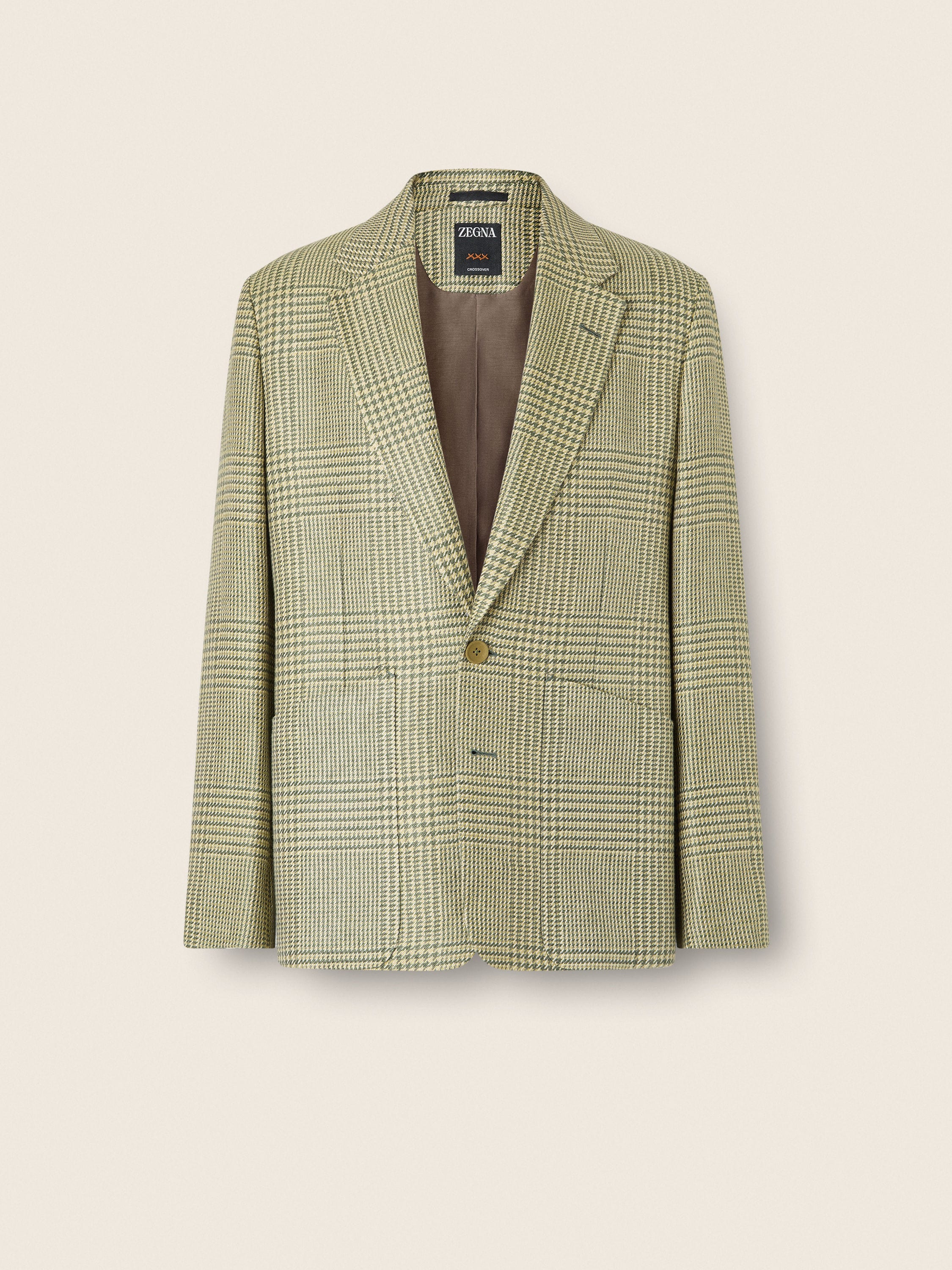 Zegna Olive Green Crossover Linen Wool And Silk Jacket