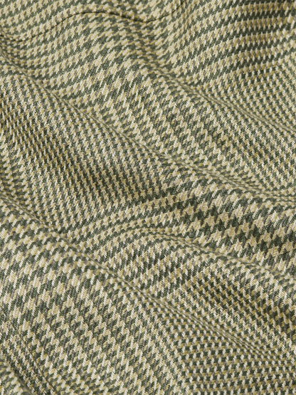 Zegna Olive Green Prince Of Wales Crossover Linen Wool And Silk Shirt