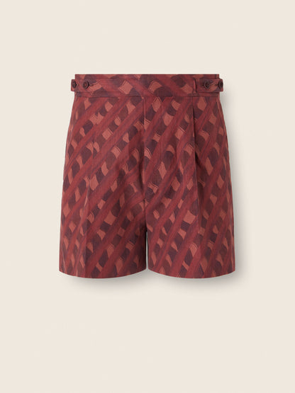Zegna Dark Burgundy Linen Shorts
