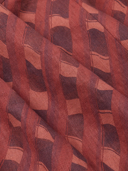 Zegna Dark Burgundy Oasi Net Print Linen Shirt