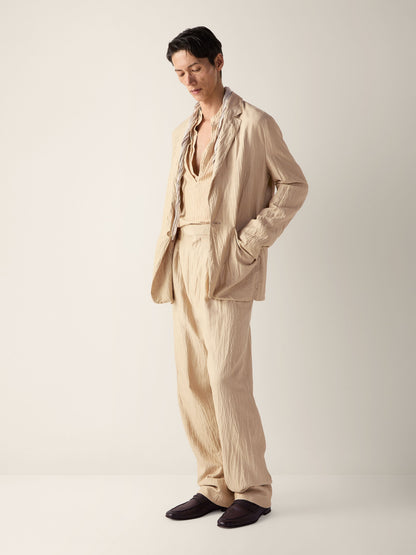 Zegna Beige And Brown Striped Silk Shirt