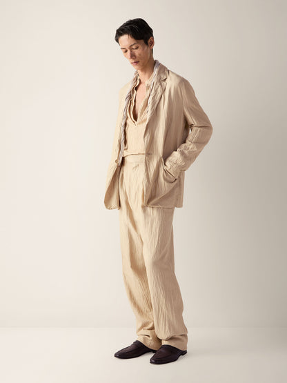 Zegna Beige And Brown Silk Pants