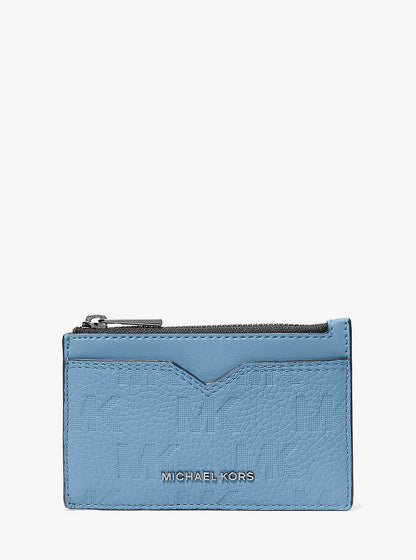 Michael Kors Hudson Logo Embossed Leather Card Case CHAMBRAY