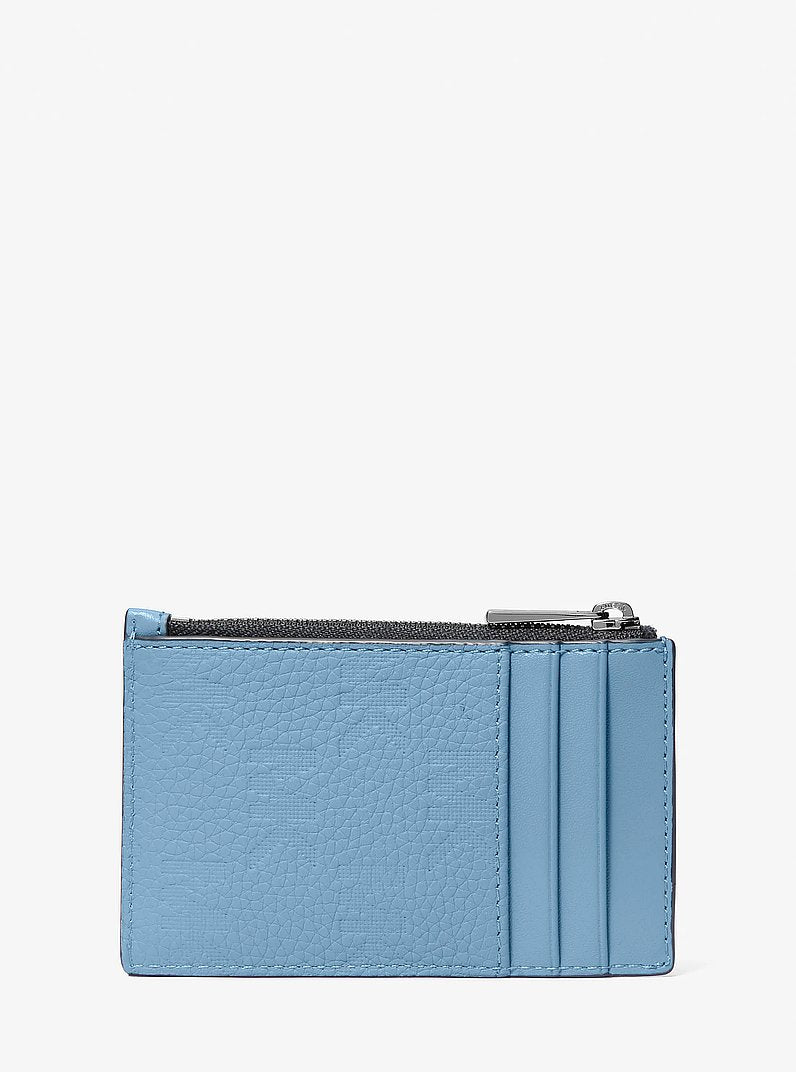Michael Kors Hudson Logo Embossed Leather Card Case CHAMBRAY