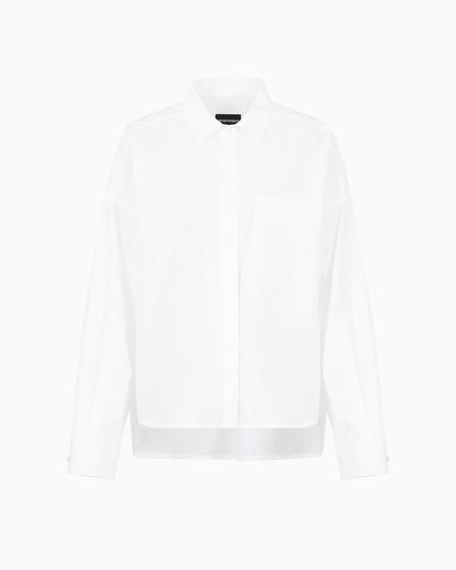 Emporio Armani Poplin shirt with asymmetric hem and patch pocket