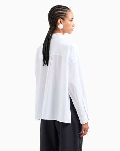 Emporio Armani Poplin shirt with asymmetric hem and patch pocket