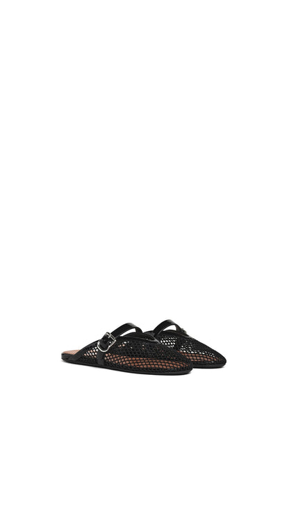 Alaïa Flat Mules In Fishnet