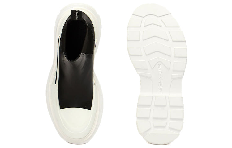 Alexander McQueen Chelsea Tread Ankle Boot Black White (Women's)