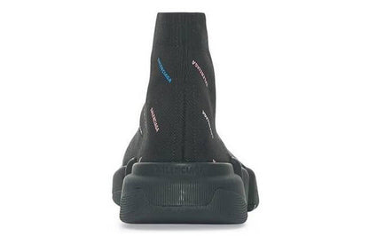 Balenciaga Speed 2.0 AllOver Logo Recycled Knit Black Multicolor