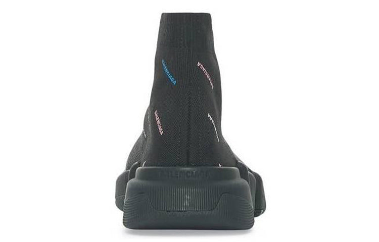 Balenciaga Speed 2.0 AllOver Logo Recycled Knit Black Multicolor