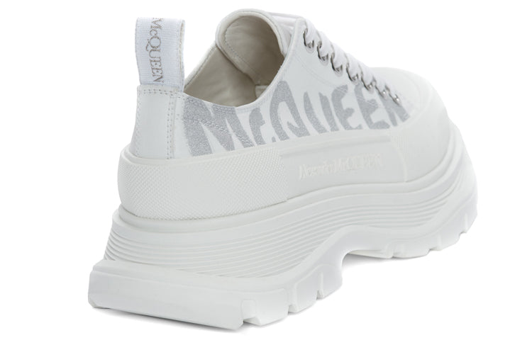 Alexander McQueen Tread Slick Low Lace Up Graffiti White Silver (Women's)